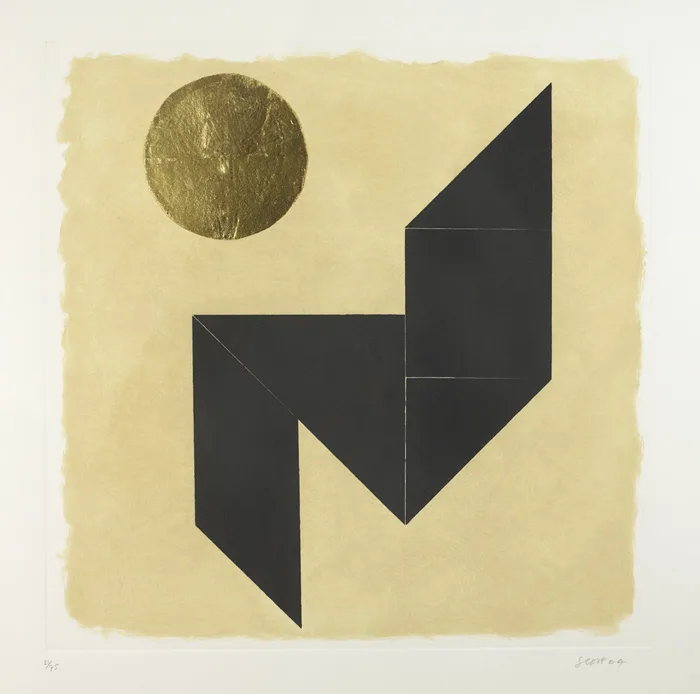 TANGRAM I & II by Patrick Scott, 2004, carborundum and gold leaf; (each no. 21 from an edition of 75), sold Mar 2013