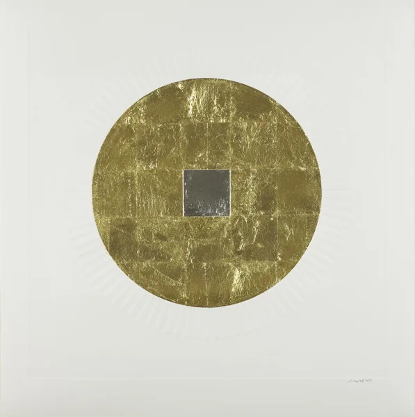 UNTITLED V (FROM MEDITATIONS) by Patrick Scott, 2007, carborundum with gold leaf; (no. 33 from an edition of 50), sold Mar 2013