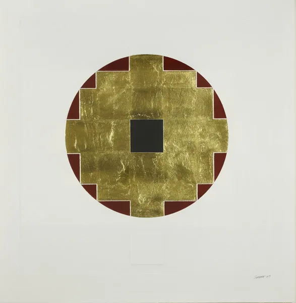 UNTITLED VI (FROM MEDITATIONS) by Patrick Scott, 2007, carborundum with gold leaf; (no. 33 from an edition of 50), sold Mar 2013