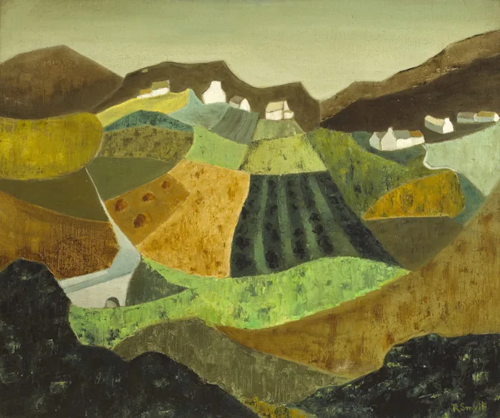 DONEGAL FIELD PATTERNS by Rosemary Smyth, oil on canvas, sold Mar 2013