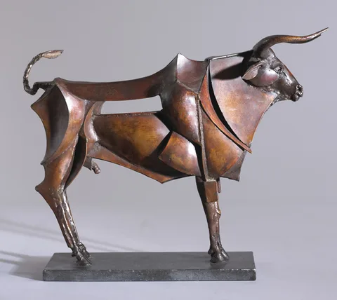Laurent Mellet, BULL, 2003, hand-beaten and brazed copper with brown patina; (unique)