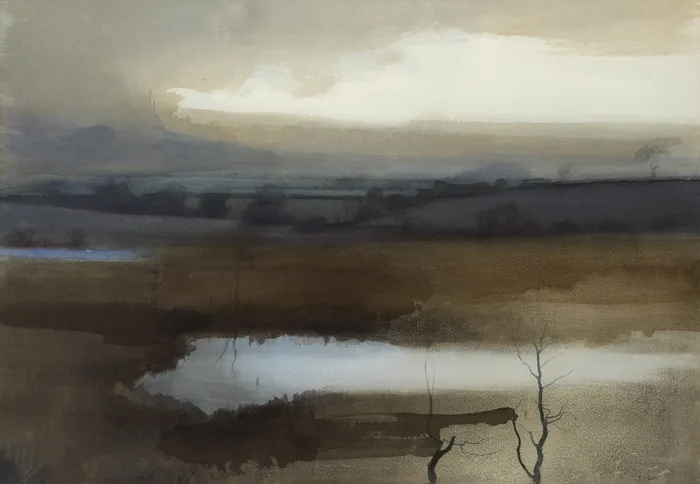 MIST OVER THE MOURNES by Tom Carr, c.1974, watercolour, sold Mar 2013