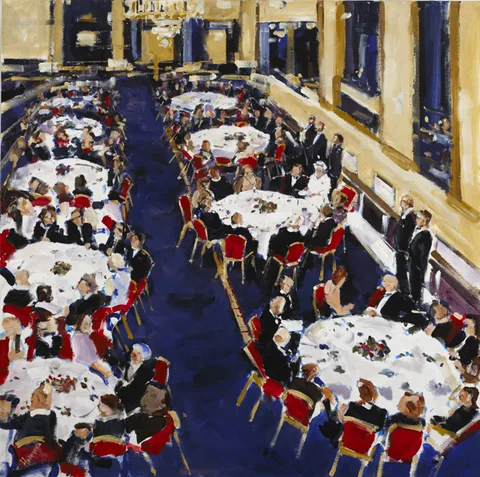 Michael Hanrahan, THE STATE BANQUET FOR QUEEN ELIZABETH AT DUBLIN CASTLE, 2011, acrylic on canvas