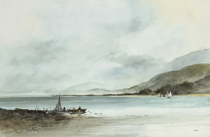 COASTAL SCENE by Tom Kerr, watercolour, offered Mar 2013