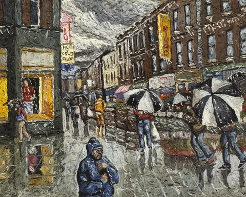 Desmond Kenny, MOORE STREET, DUBLIN, 2003, oil impasto on canvas laid on board
