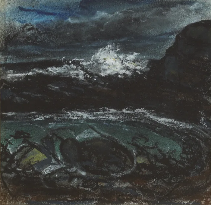 SEASCAPE by Peter Collis, mixed media with pastel on paper laid on board, sold Dec 2012