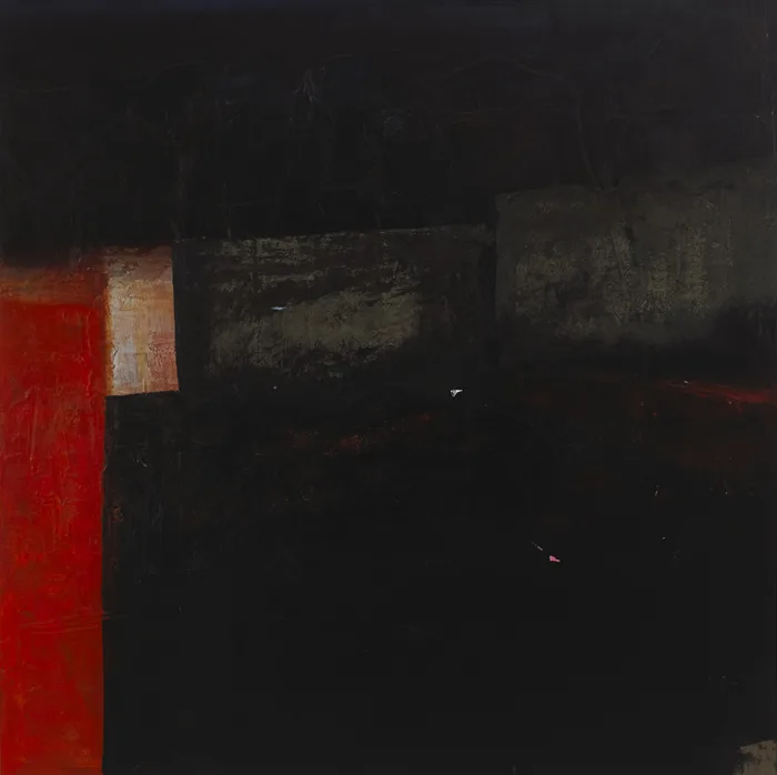 Bridget Flannery, THE WARM DARK TIDE OF NIGHT, mixed media with collage on board