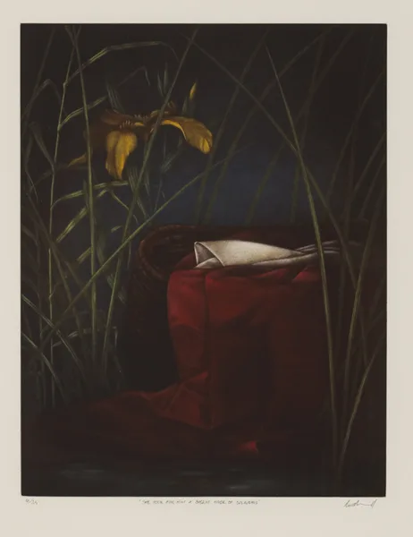 Robert Russell, SHE TOOK HIM A BASKET MADE OF BULRUSHES, mezzotint and etching