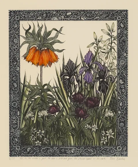 Jean Bardon, FOR LO, THE WINTER HAS PAST, THE RAIN IS OVER AND GONE, colour etching