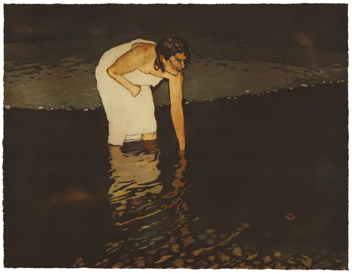 SUSANNAH BATHING by Colin Martin, etching, sold Dec 2012