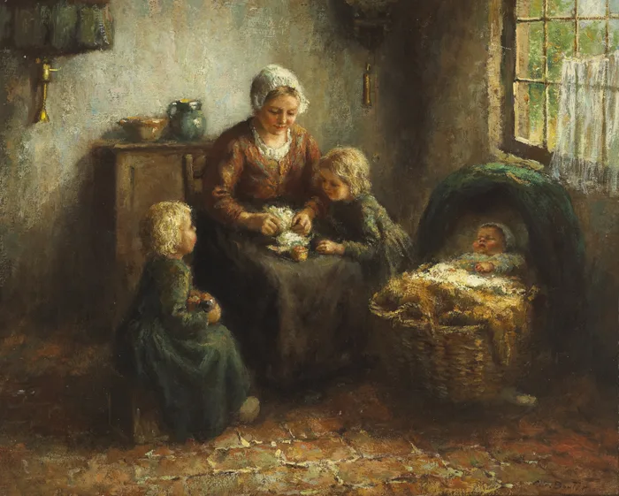 THE NEW DOLL by Cornelius Wouter Bouter, oil on canvas, sold Dec 2012