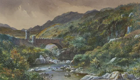 NEAR CLIFDEN and POOKEEN BRIDGE, INVERIN, CONNEMARA (A PAIR) by Henry Albert Hartland, watercolour with gouache heightened with white; (2), sold Dec 2012