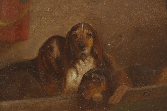 A.L. Townsend, HOUNDS, 1895, oil on board