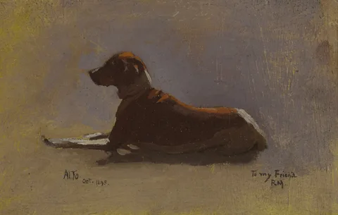 A.L. Townsend, RESTING HOUND, 1895, oil on board