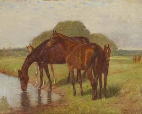 A.L. Townsend, À LA PÂTURE, 1895, oil on board