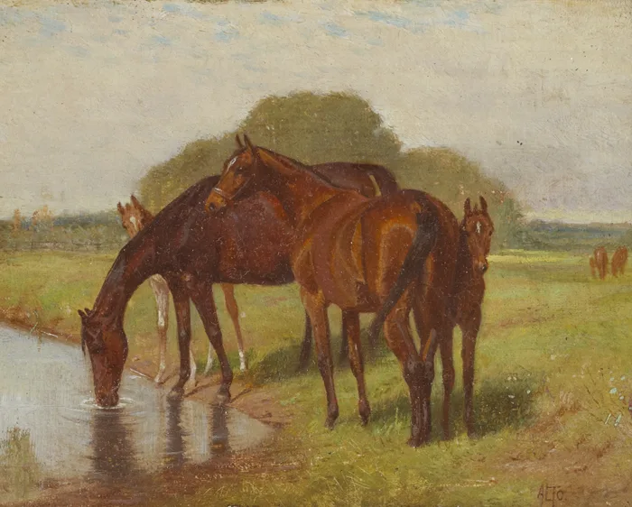 À LA PÂTURE by A.L. Townsend, 1895, oil on board, sold Dec 2012