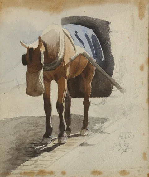A.L. Townsend, HORSE AND CART, 1895 (A PAIR), watercolour; (1); pen and ink; (1)