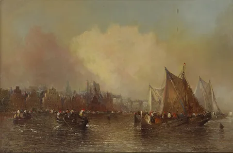 A DUTCH RIVER by Clifford Montague, 1893, oil on canvas, sold Dec 2012