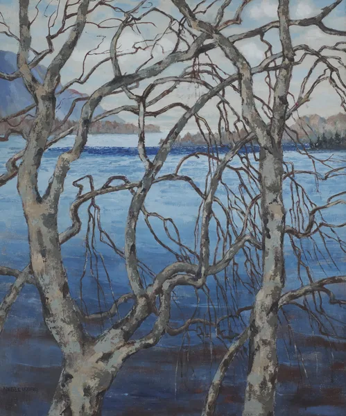 SILVER BIRCHES by Mabel Young, oil on canvas board, sold Dec 2012