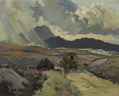 Anne Primrose Jury, HEAVY SHOWERS NEAR GLEN VILLAGE, COUNTY DONEGAL, oil on canvas