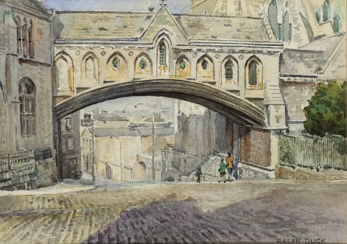 Ralph Duck, THE ARCH, CHRISTCHURCH CATHEDRAL, DUBLIN, watercolour over pencil