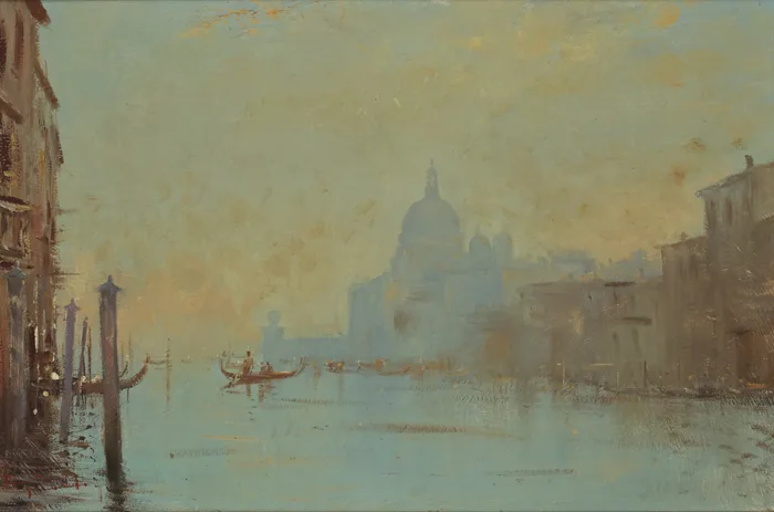 MORNING LIGHT, VENICE by Roy Petley, oil on board, sold Dec 2012