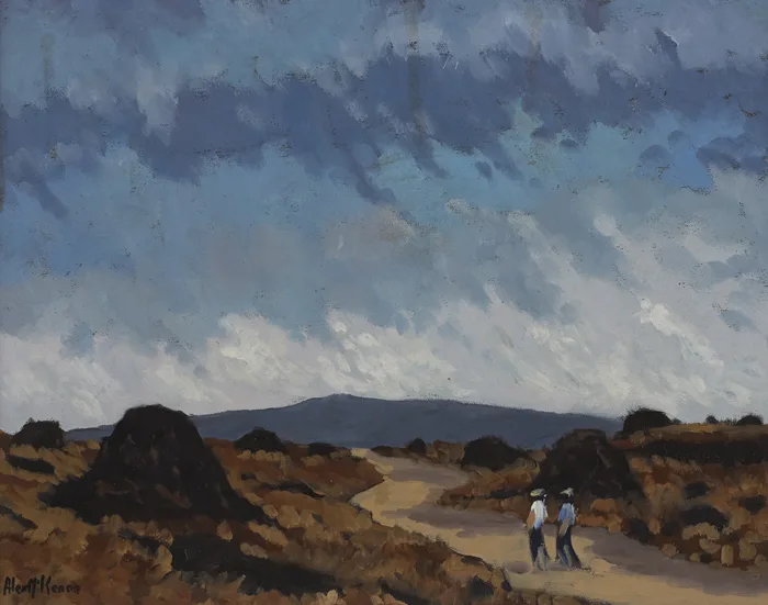 TURF STACKS, ACHILL by Alex McKenna, oil on canvas, sold Dec 2012