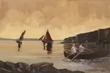 Alex McKenna, TWO MEN ROWING A CURRACH AT THE CLIFFS OF MOHER