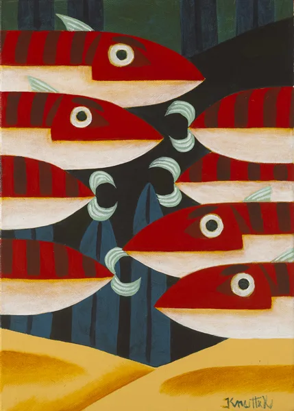 RED FISH by Graham Knuttel, oil on canvas, sold Dec 2012