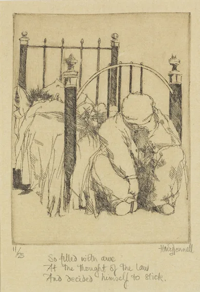 THE BALLAD OF WILLIAM BLOAT (14 WORKS) by Hector McDonnell, etchings; (no. 11 from an edition of 25), offered Dec 2012