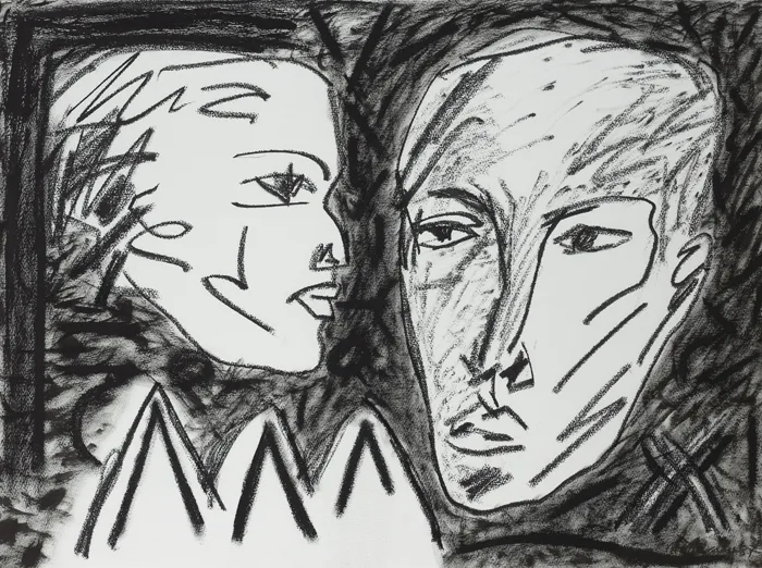 INTERNAL EXILE by Michael Mulcahy, 1987, mixed media on paper, offered Dec 2012