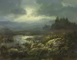Joop Smits, LIGHT THROUGH BREAKING CLOUDS ON MARSH LANDS