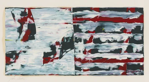 John Cronin, UNTITLED [RED STRIPES ON WHITE], acrylic on paper