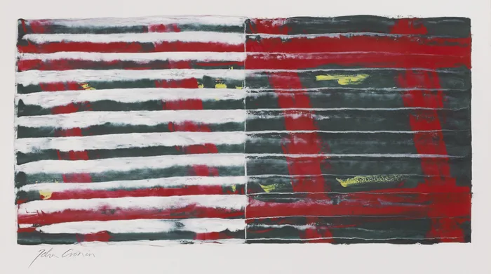 UNTITLED [WHITE STRIPES ON BLACK] by John Cronin, acrylic on paper, sold Dec 2012