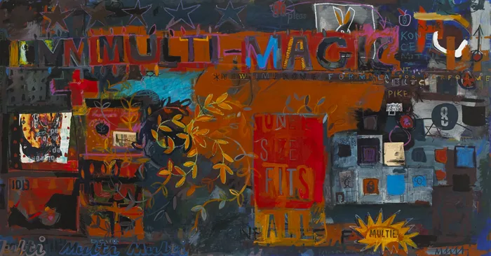 David Quinn, MULTIMAGIC, oil with collage on board