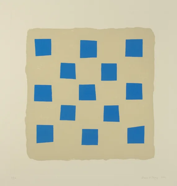Breon O'Casey, BLUE SQUARES and TRIANGLE INTO SQUARE II, 2001 (A PAIR), aquatint and linocut; (no. 6 from an edition of 20); linocut; (no. 8 from an edition of 20)