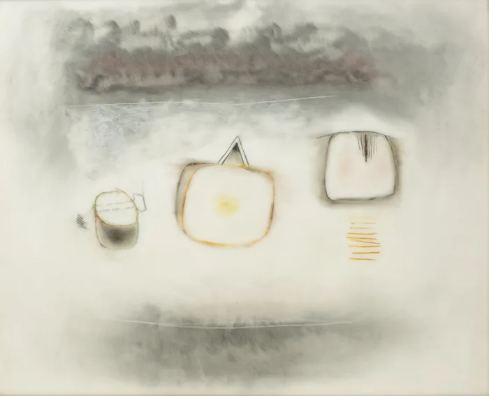 FREE FALL by Tom Fitzgerald, 1982, mixed media on Perspex, offered Dec 2012