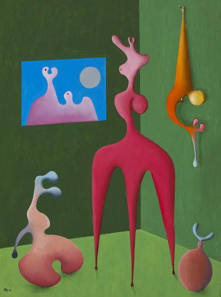 Desmond Morris, GREEN ROOM, 2001, oil on board