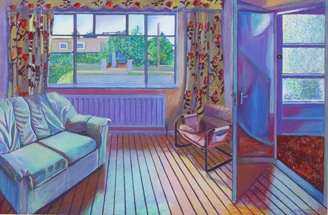 Mary Burke, ARDAGH PARK INTERIOR, 1989, oil pastel on board