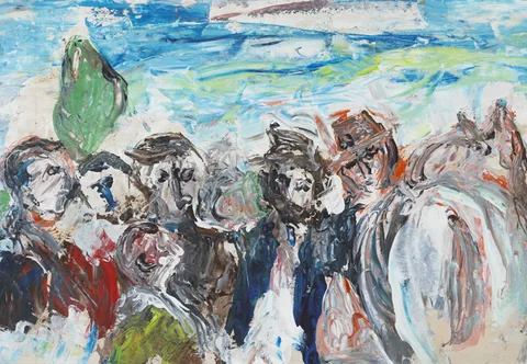 Alan Graham, BALLINASLOE HORSE FAIR COUNTY GALWAY, 1995, oil on paper