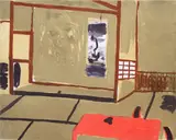 Elizabeth Blackadder, INTERIOR - KYOTO WITH RED LACQUER TABLE