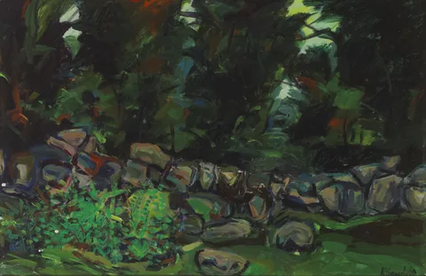 Hugh McCormick, ROCKY LANDSCAPE, 1980, oil on board