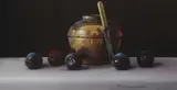 David Ffrench le Roy, STILL LIFE WITH PLUMS, KNIFE AND COPPER JAR
