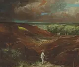 Jack Cudworth, FIGURE HERDING SHEEP BY THE COAST