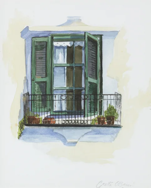 SIESTA by Gretta O'Brien, watercolour over pencil, offered Dec 2012