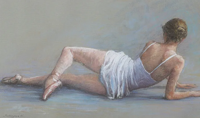 Ann Gallagher, RECLINING DANCER, 1995, pastel on buff-coloured paper