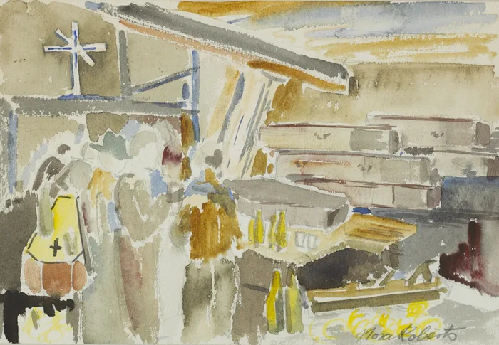 WAKE SCENE by Nora Roberts, watercolour over pencil, offered Dec 2012