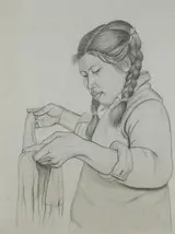 Marian Jeffares, MOTHER AND CHILD and GIRL FOLDING A GARMENT (A PAIR)