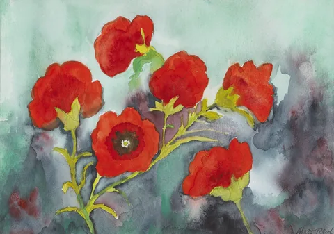 POPPIES by Chris Reid, watercolour, sold Dec 2012