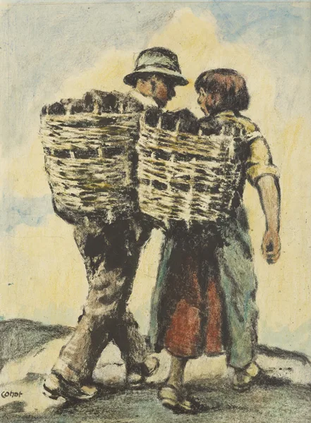 HOMEWARDS by William Conor, wax crayon on card, sold Nov 2012